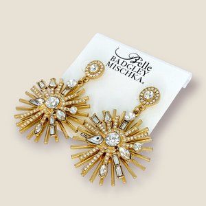 NEW Badgley Mischka Gold Constellation Pave Crystal Dangle Statement Earrings